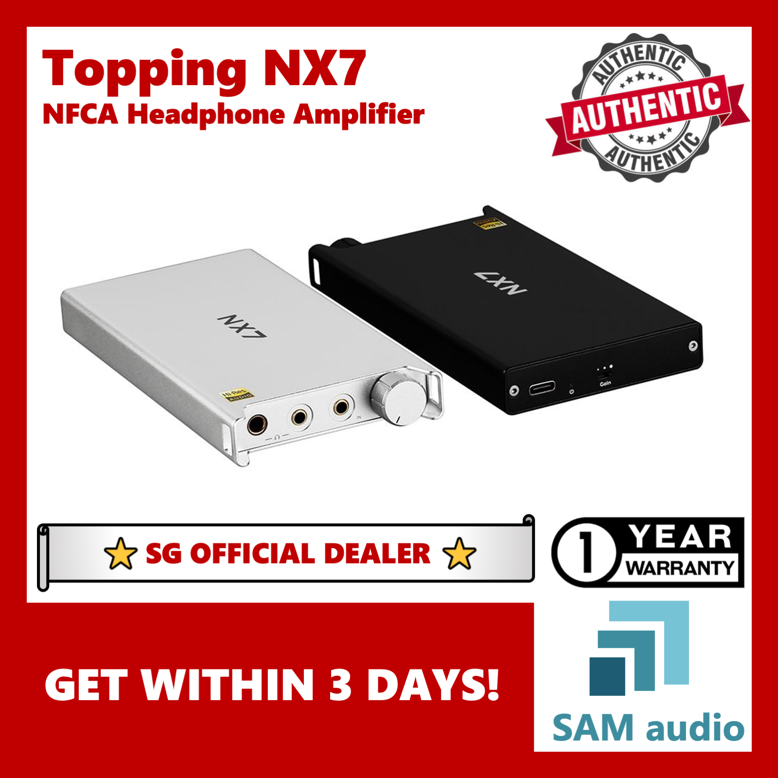 [?SG] TOPPING NX7, Portable NFCA Headphone Amplifier, 1.4w into 32 ohm, Hifi Audio
