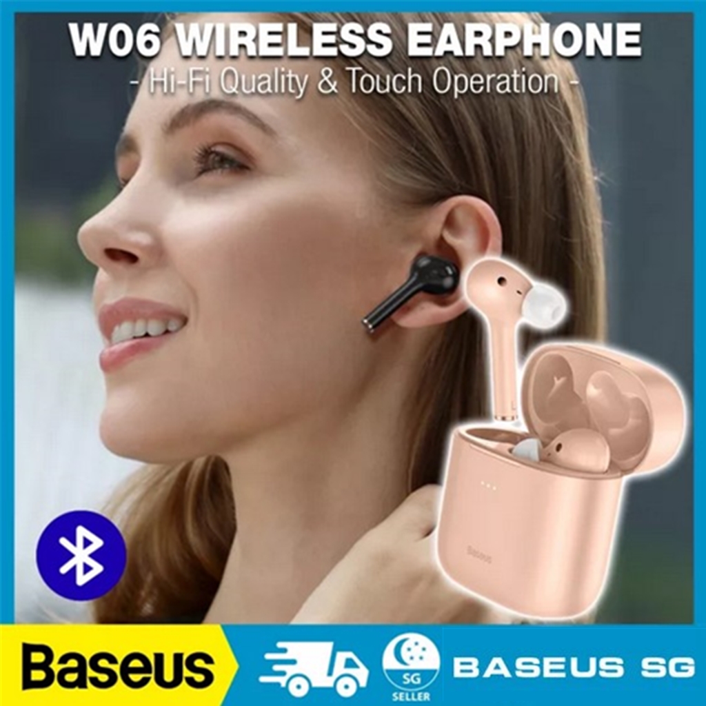 Baseus W06 Encok True Wireless Earphones Wireless Earbuds Noise Canceling Support Wireless Charging 300h battery life