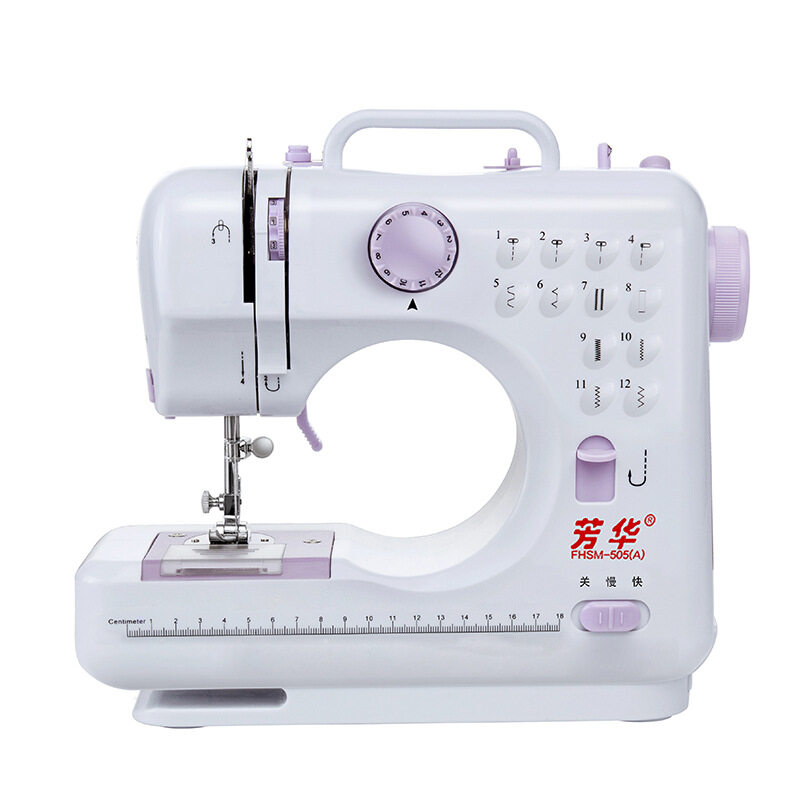 Original Fanghua 505A Mini Desktop Electric Sewing Machine 12 Stitches Household Multifunction Double Thread And Speed Free-Arm Crafting Mending LED