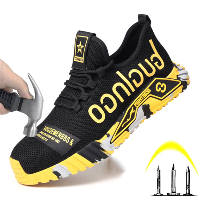 Men's Safety Steel Shoes, Outdoor Sports Breathable Casual Shoes, Puncture-Proof, Comfortable Industrial Shoes