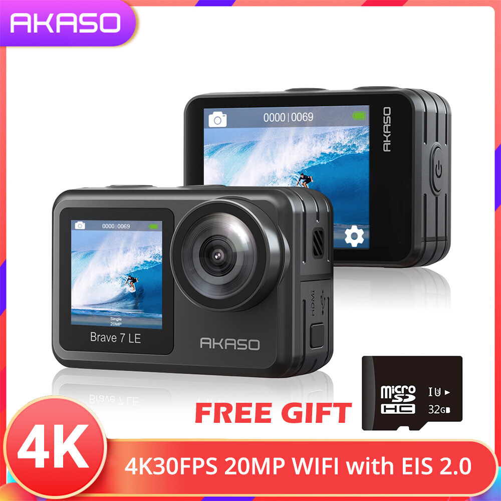 AKASO Brave 7 LE 4K30FPS 20MP WiFi Action Camera with Touch Screen Vlog Camera EIS 2.0 Remote Control 131 Feet Underwater Camera