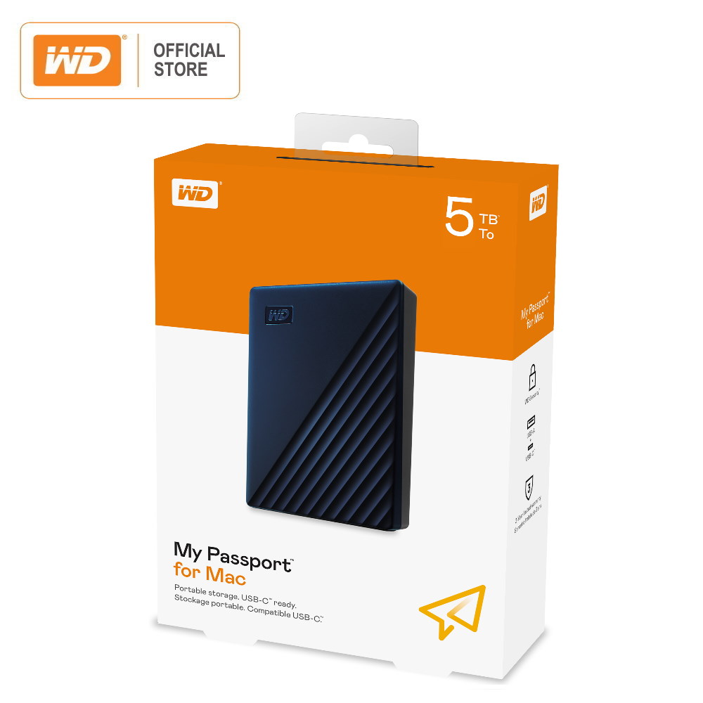 WD My Passport Portable HDD for Mac - Apple’s Time Machine backup | 2TB/4TB/5TB | WDBA2D0020BBL-WESN / WDBA2F0040BBL-WESN / WDBA2F0050BBL-WESN | 3 Years Warranty - WD OFFICIAL STORE - HDD