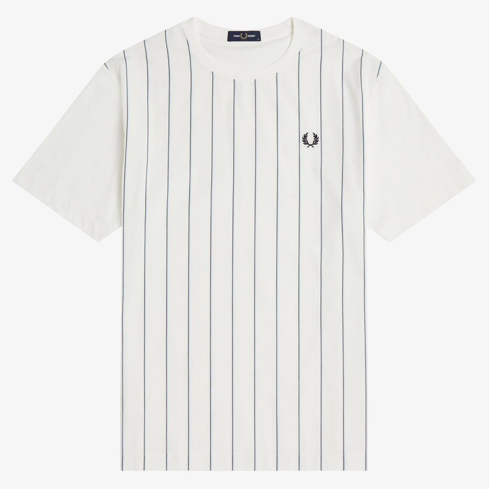 Fred Perry M1680  Woven Stripe T-Shirt - (Snow White)